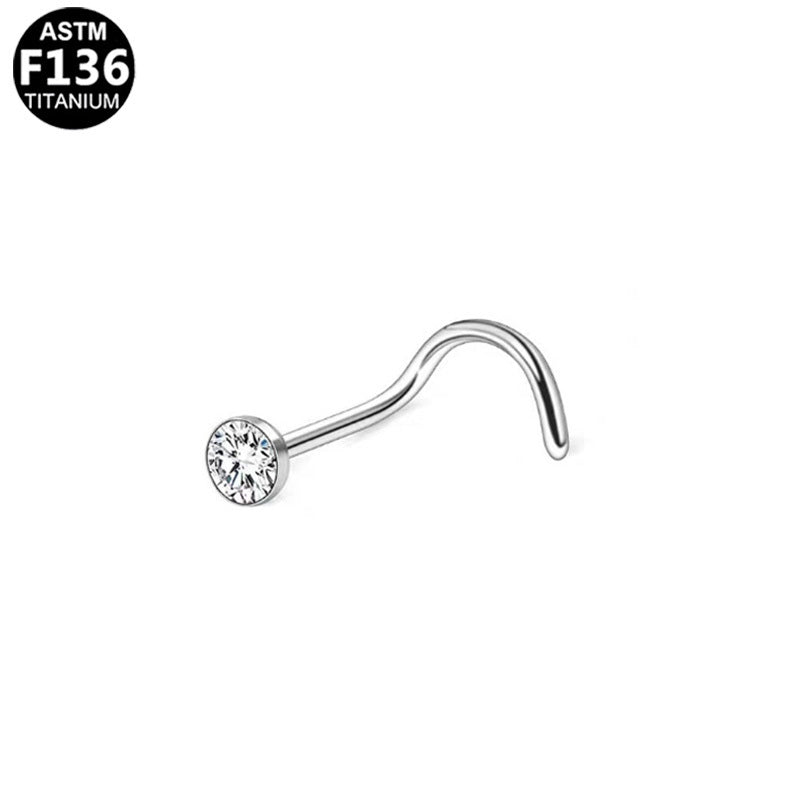 ASTM F136 Titanium 20G 18G Screw Nose Stud CZ Hypoallergenic Implant Grade Titanium