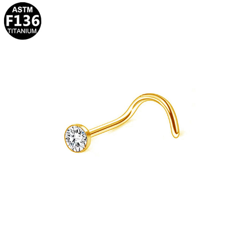 ASTM F136 Titanium 20G 18G Screw Nose Stud CZ Hypoallergenic Implant Grade Titanium