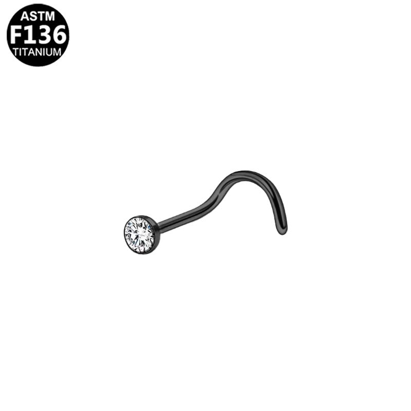 ASTM F136 Titanium 20G 18G Screw Nose Stud CZ Hypoallergenic Implant Grade Titanium