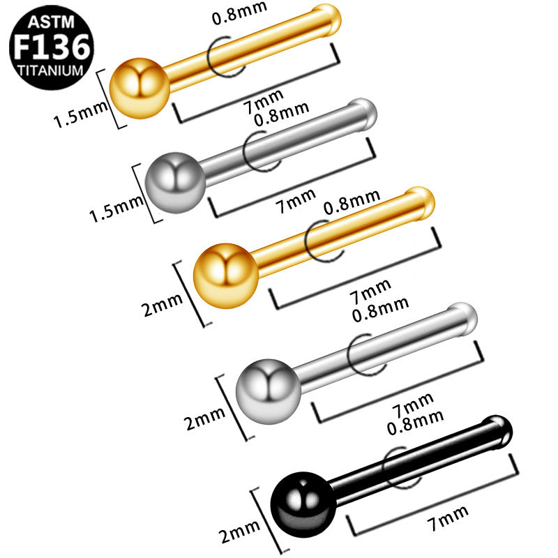 ASTM F136 Titanium 20G Nose Studs Hypoallergenic Implant Grade Titanium