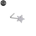 ASTM F136 Titanium 20G L-Shape Star Nose Stud CZ Hypoallergenic