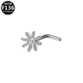 ASTM F136 Titanium 20G Sunflower L-Shape Nose Studs with CZ Implant Grade Titanium Hypoallergenic