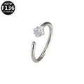 ASTM F136 Titanium 20G Nose Hoop with Square CZ Adjustable Hypoallergenic Implant Grade