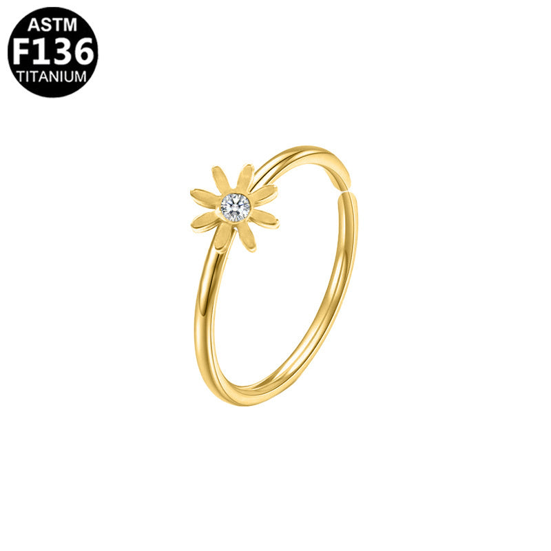 ASTM F136 Titanium 20G Cute Daisy Nose Hoop Adjustable Implant Grade Titanium