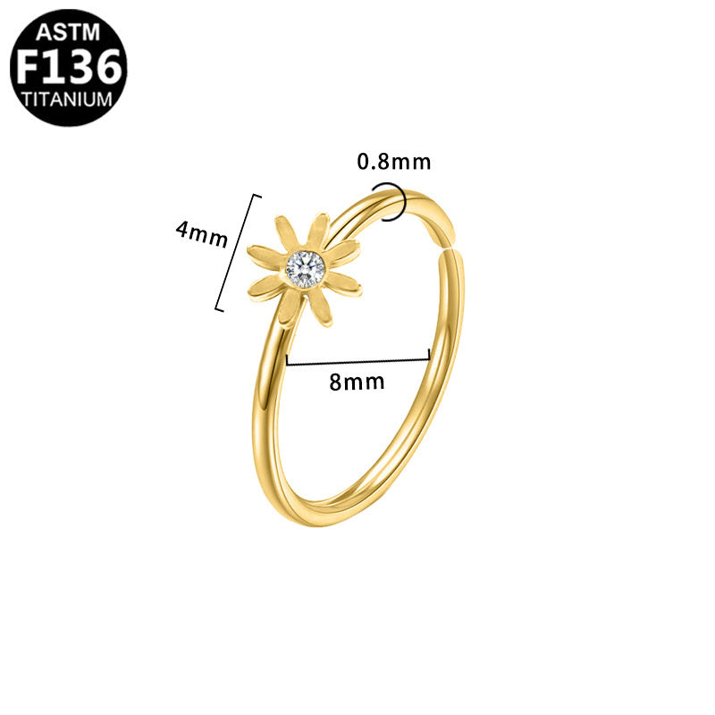 ASTM F136 Titanium 20G Cute Daisy Nose Hoop Adjustable Implant Grade Titanium