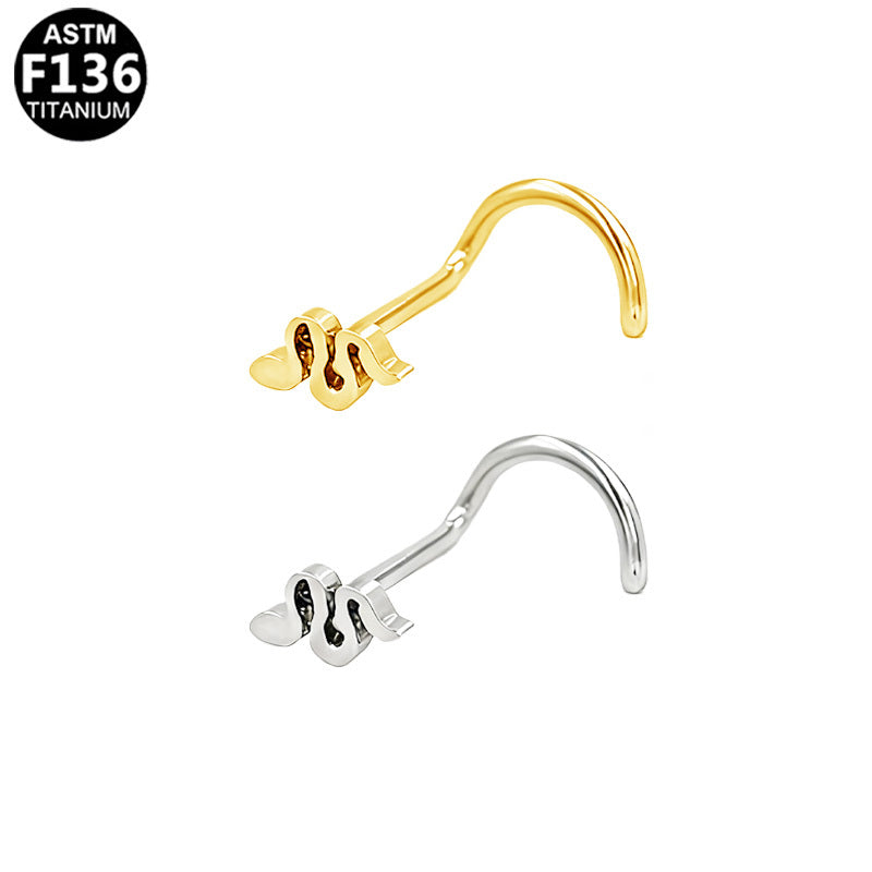ASTM F136 Titanium 20G Snake Screw Nose Studs Implant Grade Piercing Jewelry