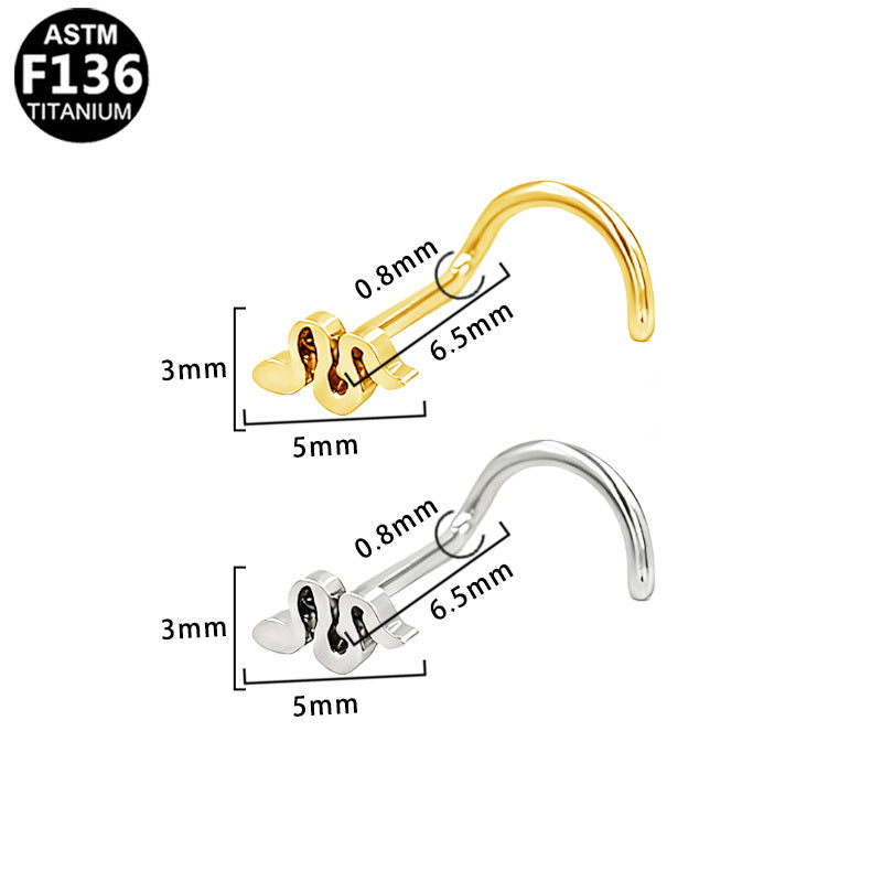 ASTM F136 Titanium 20G Snake Screw Nose Studs Implant Grade Piercing Jewelry