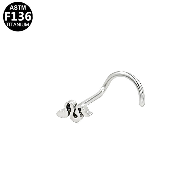 ASTM F136 Titanium 20G Snake Screw Nose Studs Implant Grade Piercing Jewelry