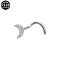 ASTM F136 Titanium 20G Moon Screw Nose Stud with CZ Delicate Hypoallergenic Piercing Jewelry