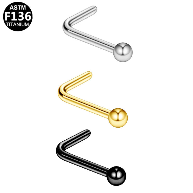 ASTM F136 Titanium 20G L-Shaped Nose Stud Hypoallergenic Implant Grade Piercing Jewelry