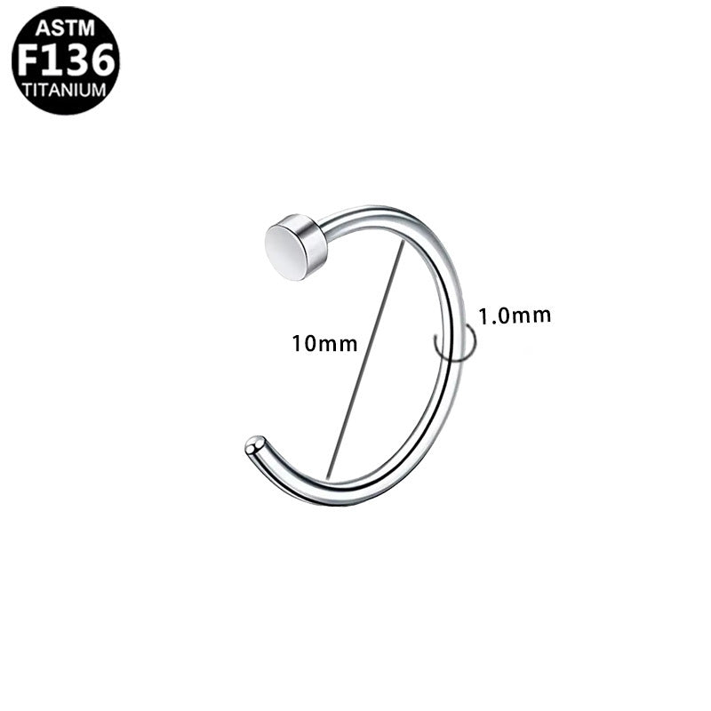 ASTM F136 Titanium 18G Flat Top Screw Nose Hoop Hypoallergenic Implant Grade Piercing Jewelry