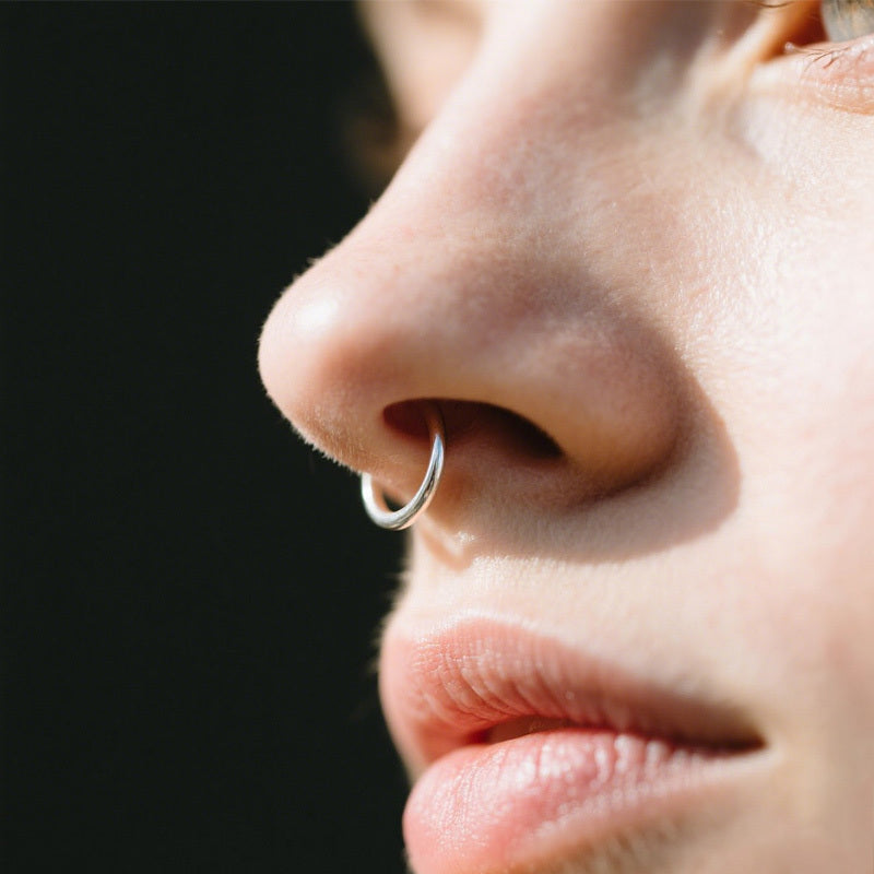ASTM F136 Titanium 20G Simple Sliver Nose Hoop Hypoallergenic Adjustable Piercing Jewelry