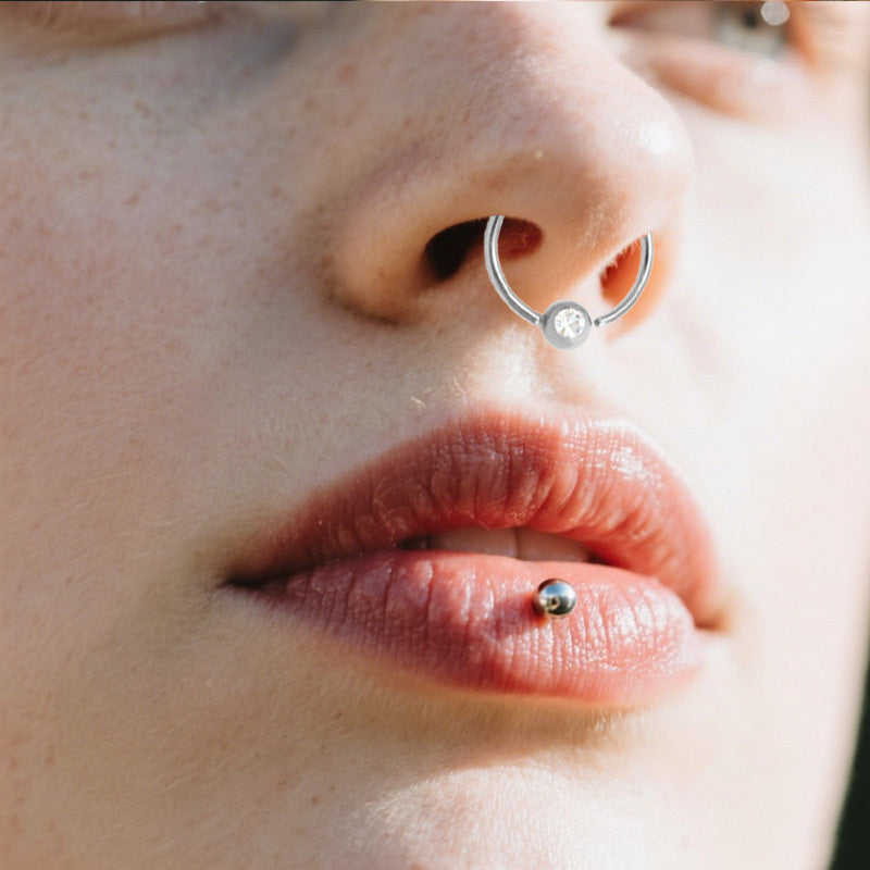 ASTM F136 Titanium 20G Nose Hoop CZ Hypoallergenic Adjustable Piercing Jewelry