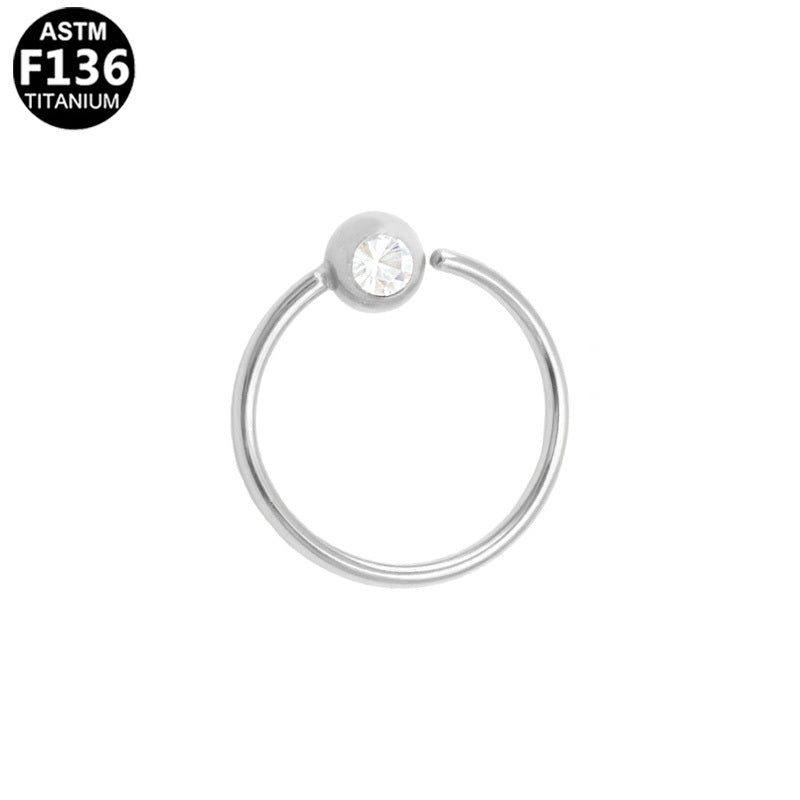 ASTM F136 Titanium 20G Nose Hoop CZ Hypoallergenic Adjustable Piercing Jewelry
