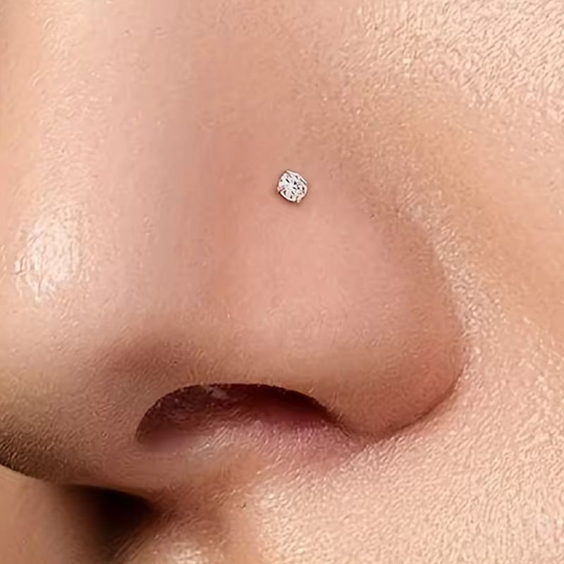 ASTM F136 Titanium 20G18G Screw Nose Stud CZ Tiny Hypoallergenic Piercing Jewelry