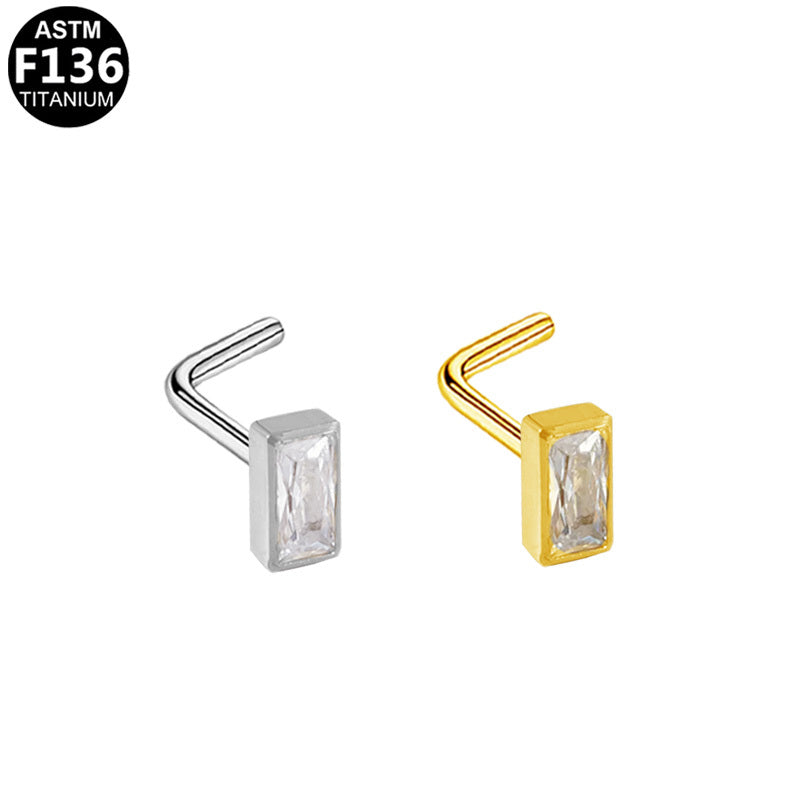 ASTM F136 Titanium 20G CZ L-Bend Nose Stud Minimalist Piercing Jewelry