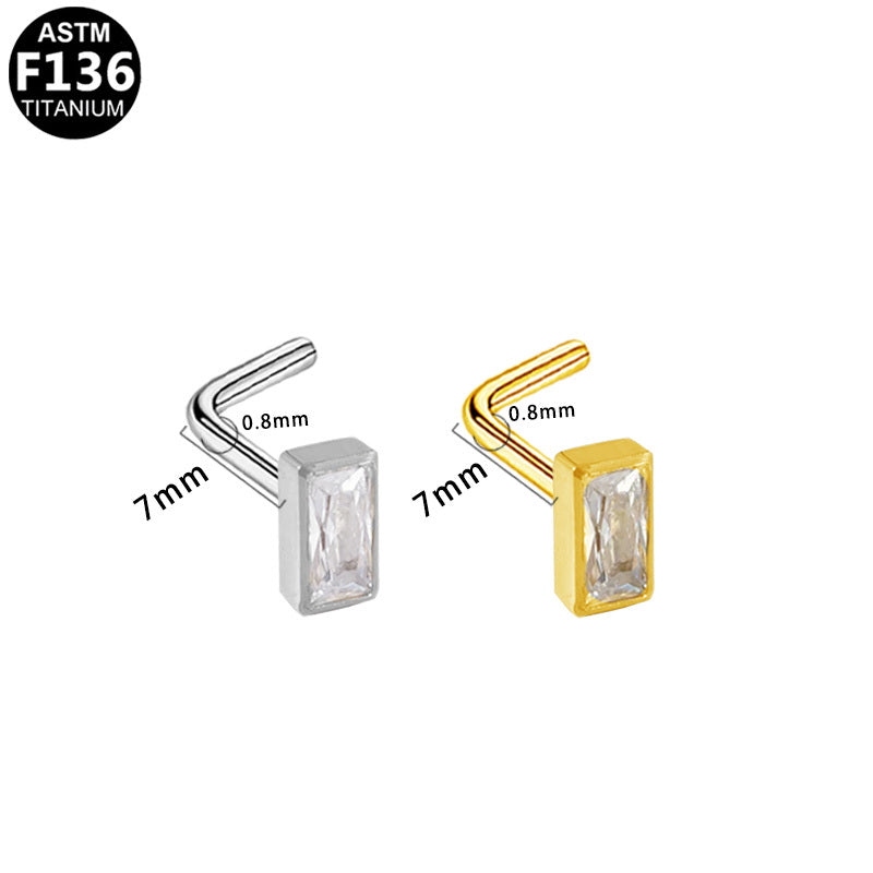 ASTM F136 Titanium 20G CZ L-Bend Nose Stud Minimalist Piercing Jewelry