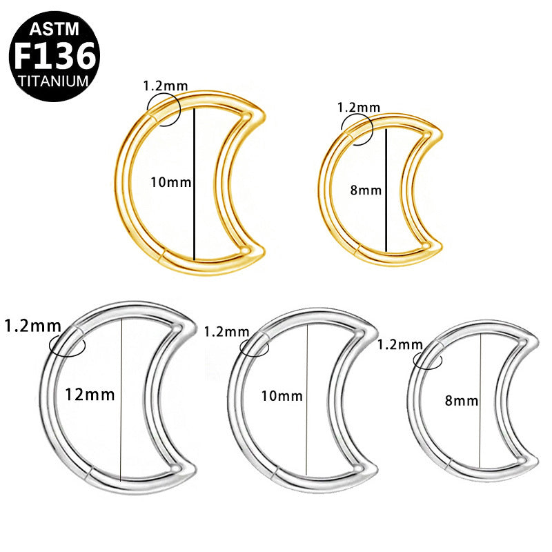 ASTM F136 Titanium 16G Moon Shape Segment Clicker Implant Grade Piercing Jewelry