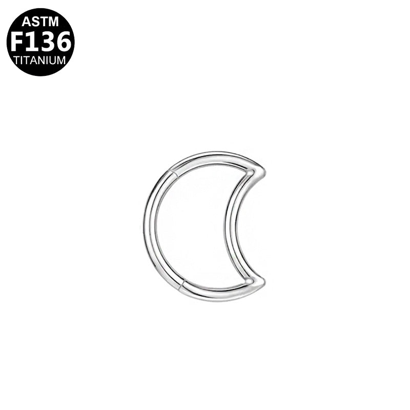 ASTM F136 Titanium 16G Moon Shape Segment Clicker Implant Grade Piercing Jewelry