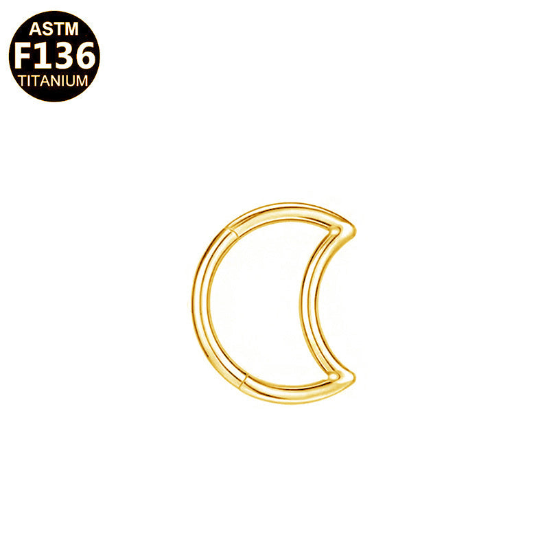 ASTM F136 Titanium 16G Moon Shape Segment Clicker Implant Grade Piercing Jewelry