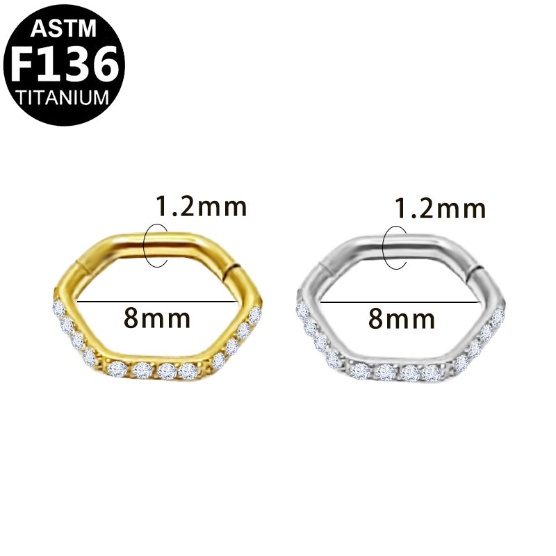 ASTM F136 Titanium 16G Segment Clicker CZ Implant Grade Piercing Jewelry