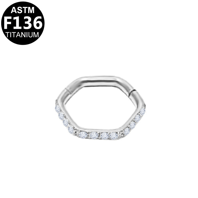 ASTM F136 Titanium 16G Segment Clicker CZ Implant Grade Piercing Jewelry