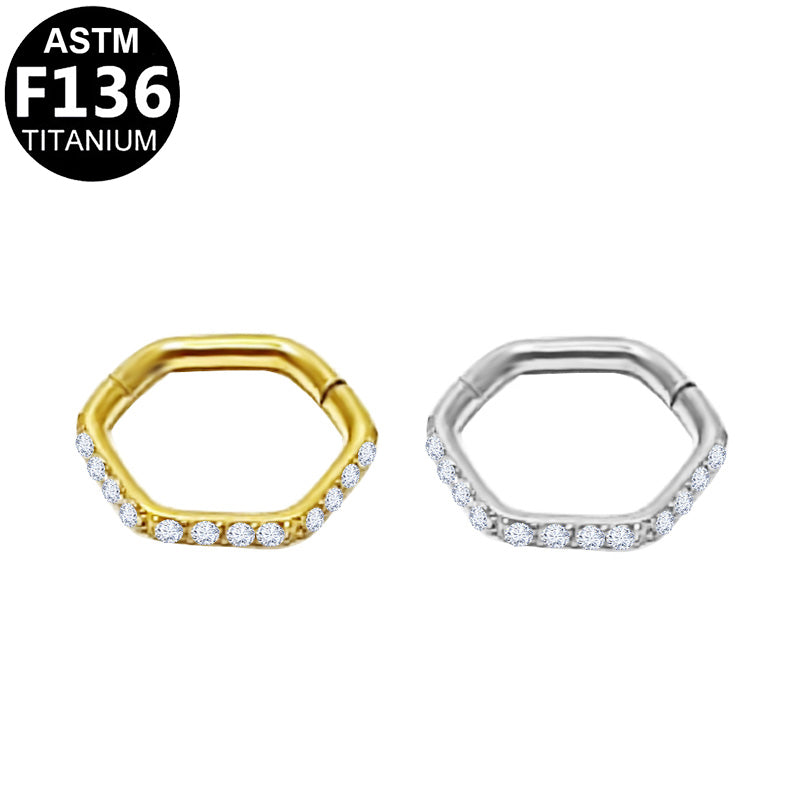 ASTM F136 Titanium 16G Segment Clicker CZ Implant Grade Piercing Jewelry