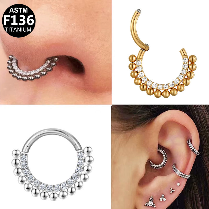 ASTM F136 Titanium 16G Segment Clicker CZ Hypoallergenic Piercing Jewelry