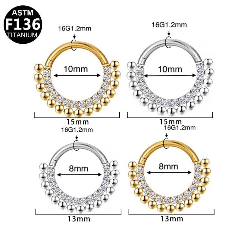 ASTM F136 Titanium 16G Segment Clicker CZ Hypoallergenic Piercing Jewelry