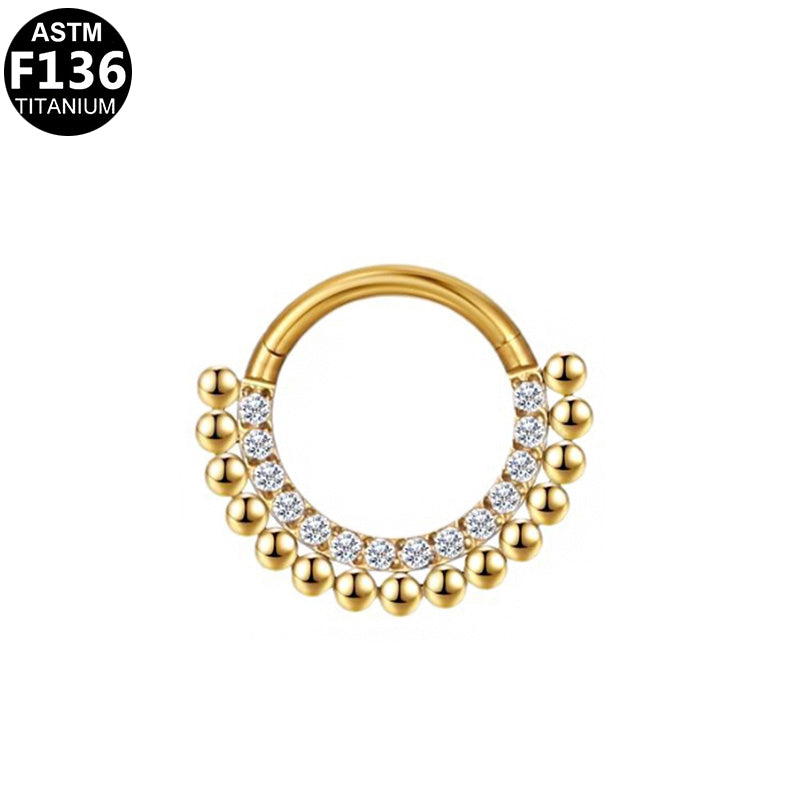 ASTM F136 Titanium 16G Segment Clicker CZ Hypoallergenic Piercing Jewelry