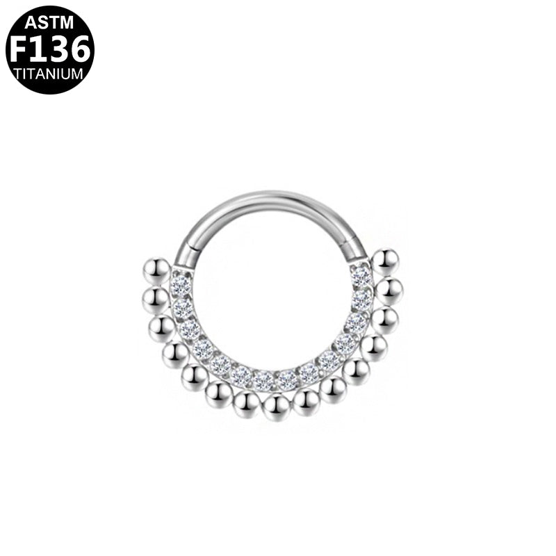 ASTM F136 Titanium 16G Segment Clicker CZ Hypoallergenic Piercing Jewelry