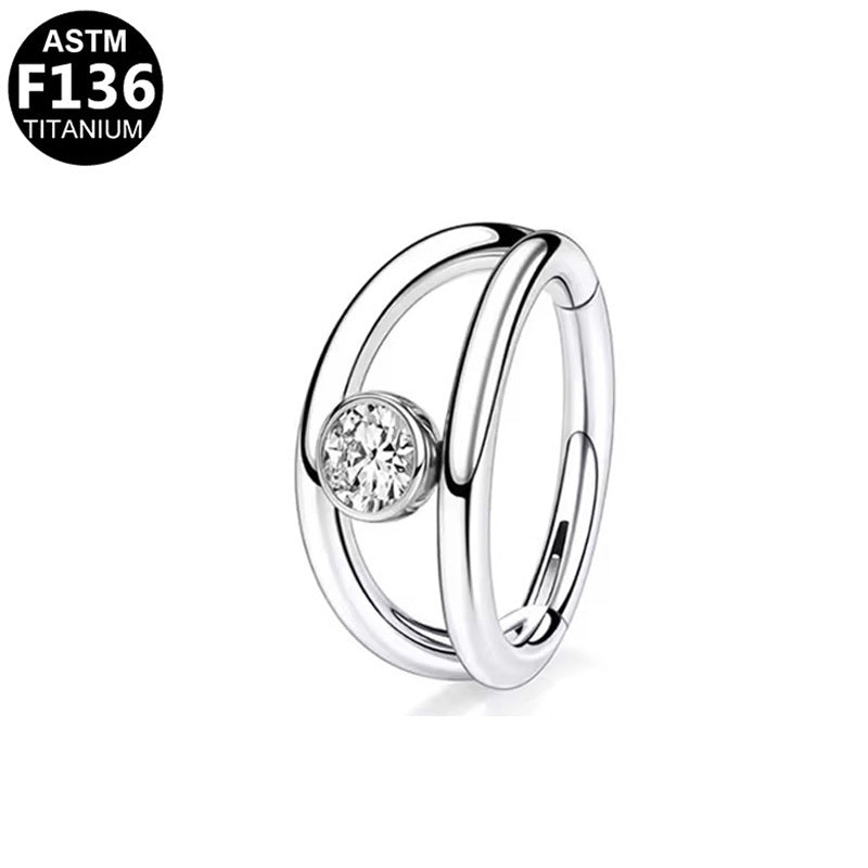 ASTM F136 Titanium 18G16G Double Hoop CZ Segment Clicker Hypoallergenic Piercing Jewelry