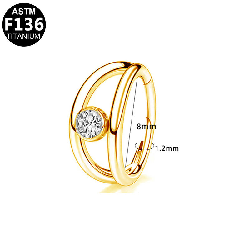 ASTM F136 Titanium 18G16G Double Hoop CZ Segment Clicker Hypoallergenic Piercing Jewelry