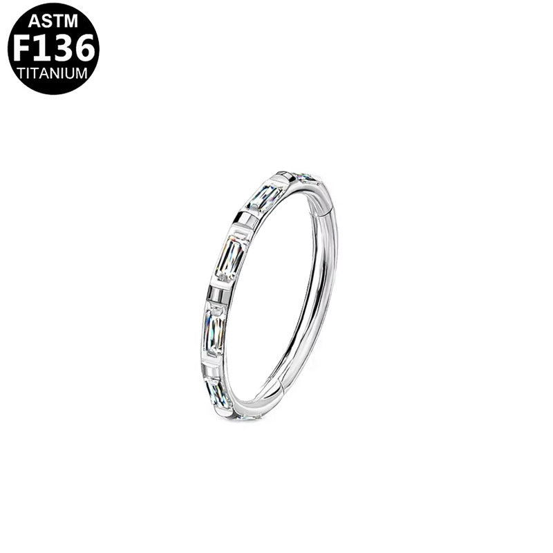 ASTM F136 Titanium 16G Segment Clicker CZ Hypoallergenic Piercing Jewelry