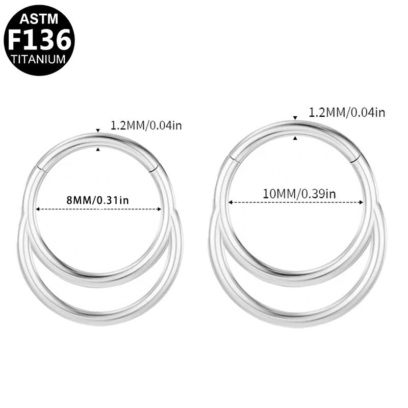 ASTM F136 Titanium 16G Double Hoop Segment Clicker Implant Grade Piercing Jewelry