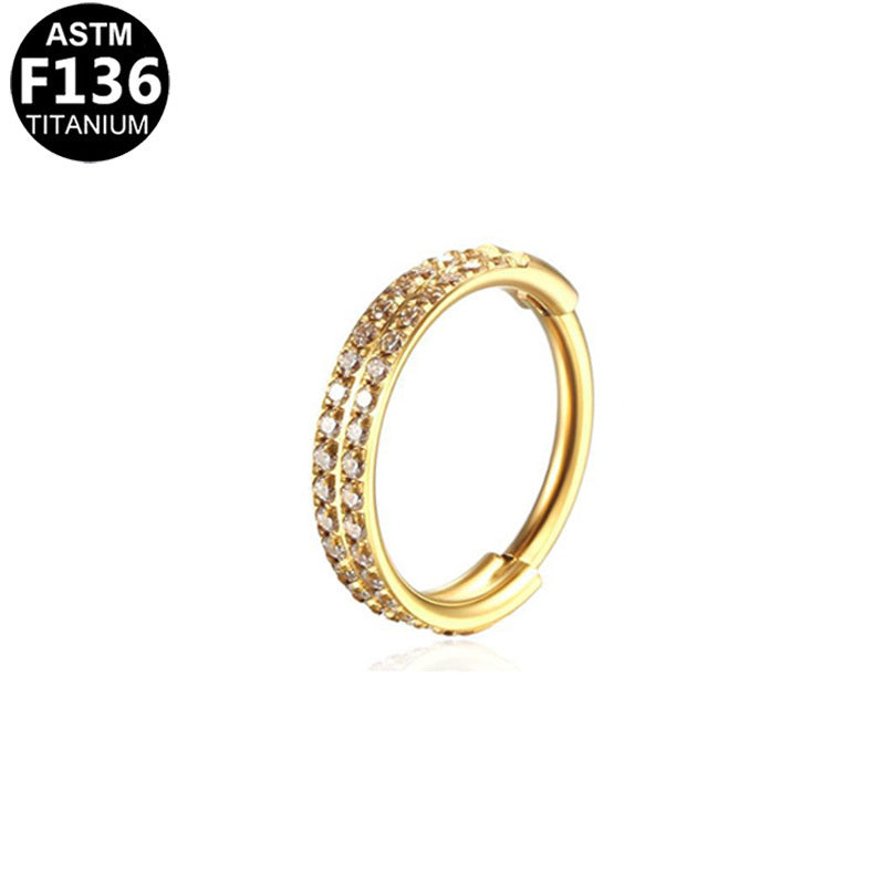 ASTM F136 Titanium 16G Double Row CZ Segment Clicker Hypoallergenic Piercing Jewelry