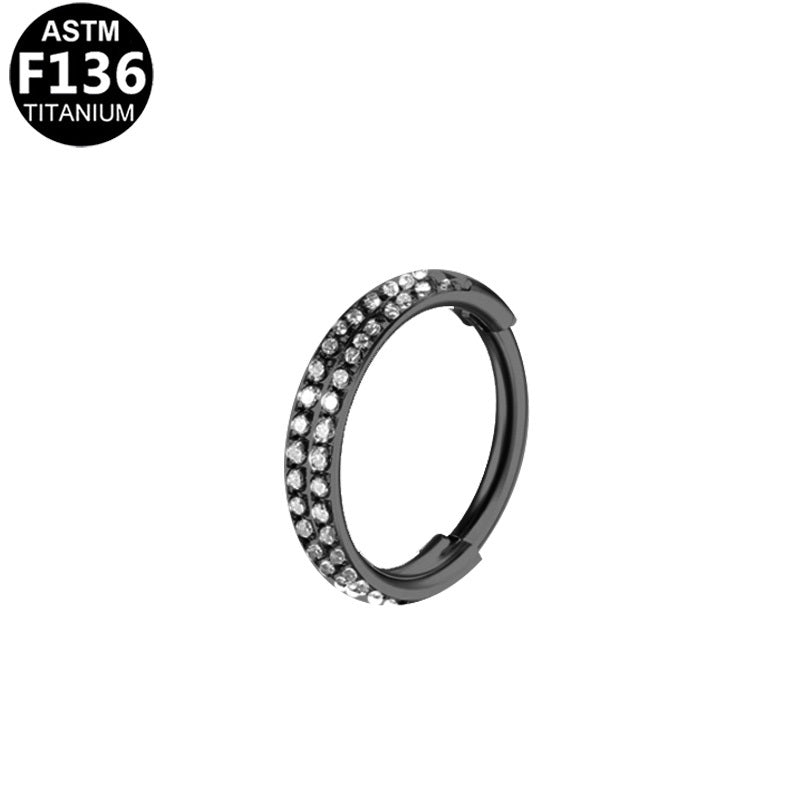 ASTM F136 Titanium 16G Double Row CZ Segment Clicker Hypoallergenic Piercing Jewelry