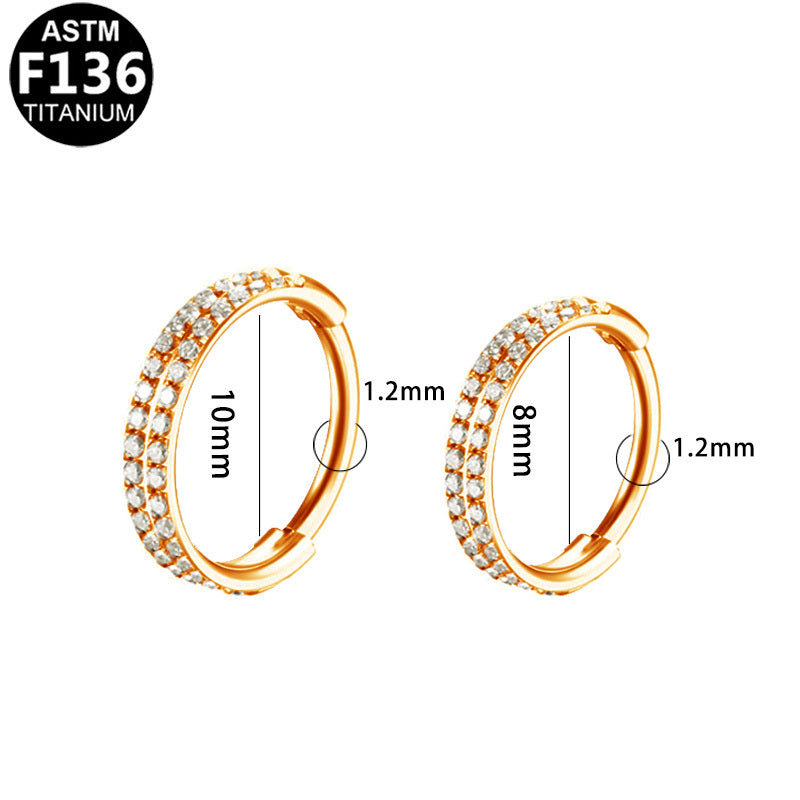 ASTM F136 Titanium 16G Double Row CZ Segment Clicker Hypoallergenic Piercing Jewelry