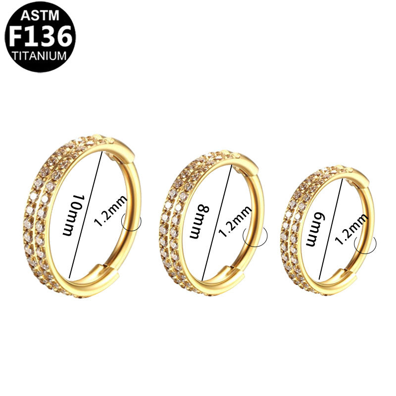 ASTM F136 Titanium 16G Double Row CZ Segment Clicker Hypoallergenic Piercing Jewelry