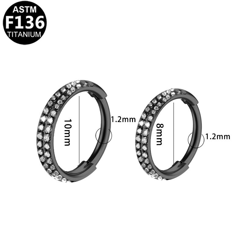 ASTM F136 Titanium 16G Double Row CZ Segment Clicker Hypoallergenic Piercing Jewelry