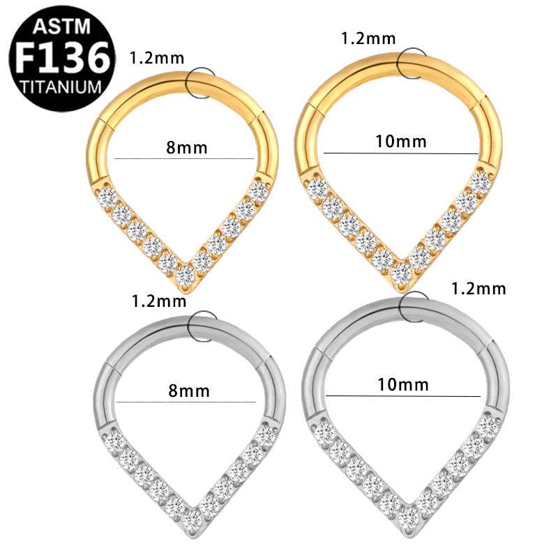 ASTM F136 Titanium 16G V-Shaped CZ Segment Clicker Implant Grade Piercing Jewelry