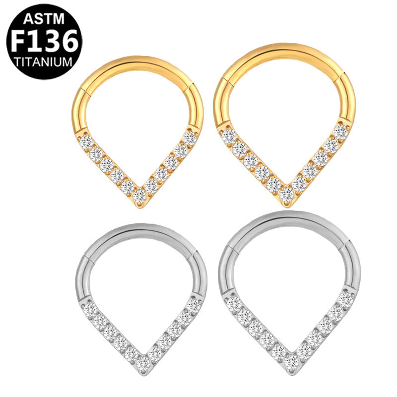 ASTM F136 Titanium 16G V-Shaped CZ Segment Clicker Implant Grade Piercing Jewelry
