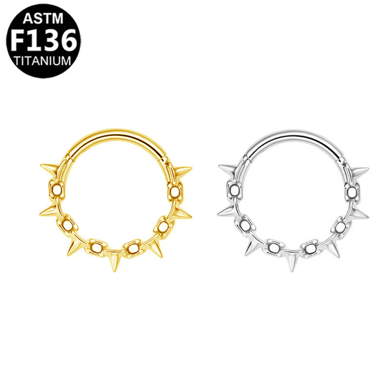 ASTM F136 Titanium 16G Spike Segment Clicker CZ Hypoallergenic Piercing Jewelry