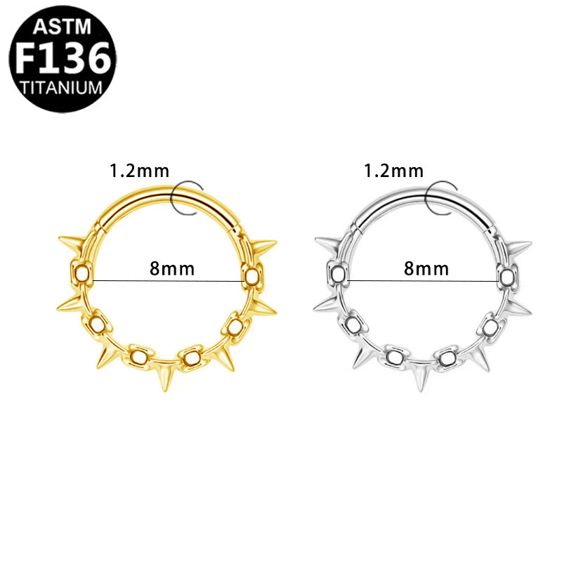 ASTM F136 Titanium 16G Spike Segment Clicker CZ Hypoallergenic Piercing Jewelry