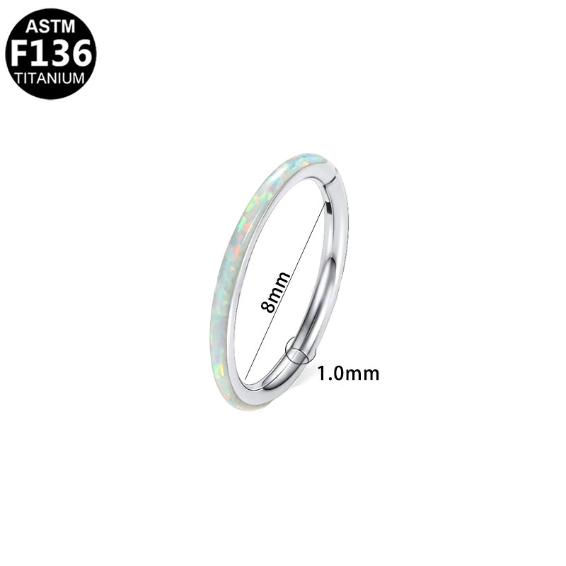 ASTM F136 Titanium 18G16G Opal Segment Clicker Hypoallergenic Minimalist Piercing Jewelry