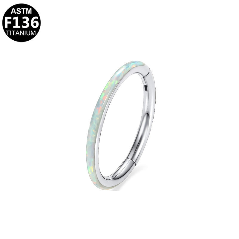 ASTM F136 Titanium 18G16G Opal Segment Clicker Hypoallergenic Minimalist Piercing Jewelry
