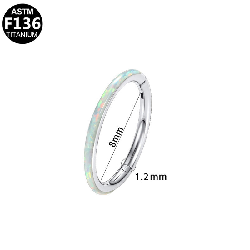 ASTM F136 Titanium 18G16G Opal Segment Clicker Hypoallergenic Minimalist Piercing Jewelry