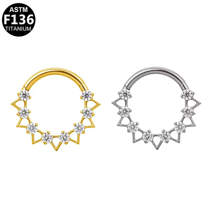 ASTM F136 Titanium 16G Segment Clicker CZ Hypoallergenic Piercing Jewelry