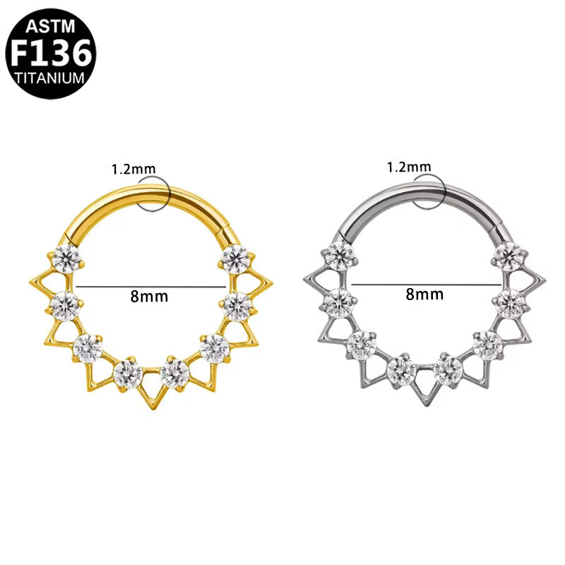 ASTM F136 Titanium 16G Segment Clicker CZ Hypoallergenic Piercing Jewelry