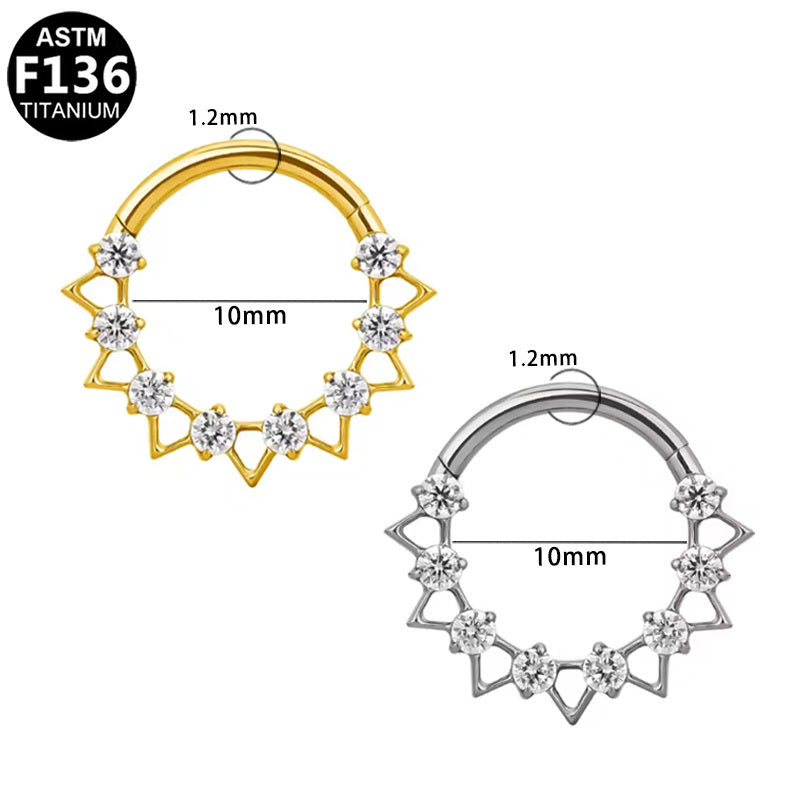 ASTM F136 Titanium 16G Segment Clicker CZ Hypoallergenic Piercing Jewelry